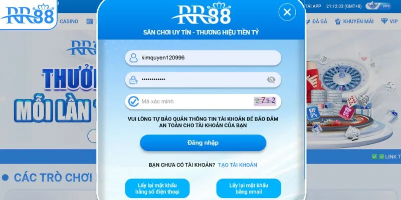 Hướng dẫn RR88 đăng nhập và sử dụng giao diện